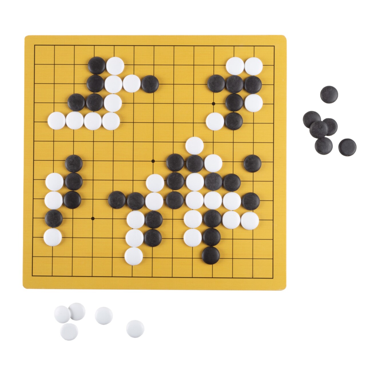 Hey! Play! Go Board Game Set - Beginners Two Player Strategy Game with Reversible Board and Melamine Pieces